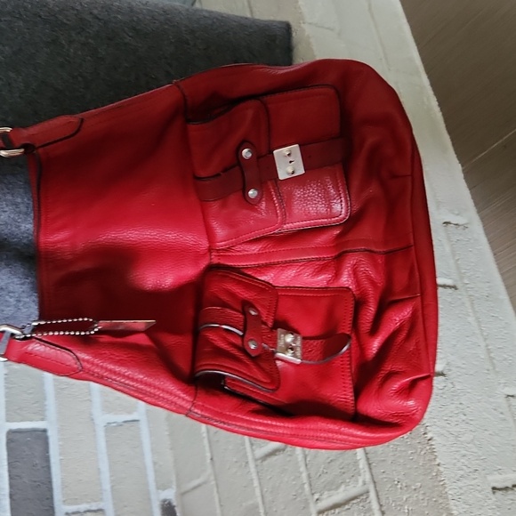 Lauren Ralph Lauren Red Pebbled Leather Bag - Picture 17 of 17